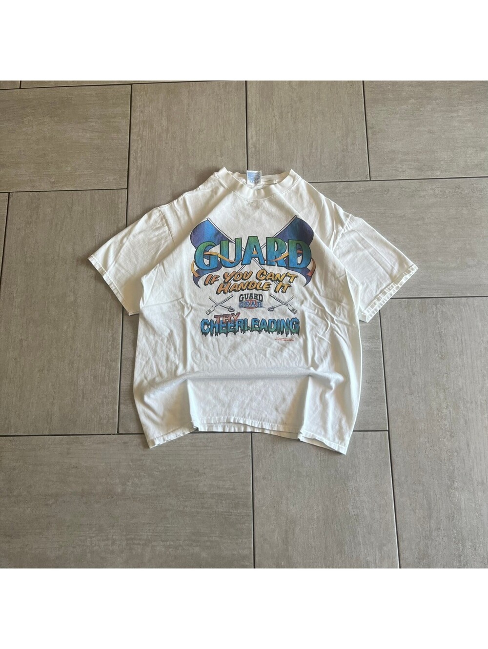 Vintage Hanes Beefy-T White Graphic Cheerleading T-Shirt Large